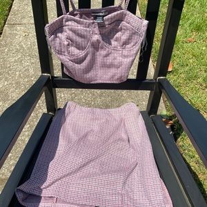 Pink CLUELESS vibe skirt and crop top set